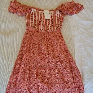 Romantic Red Floral Dress
